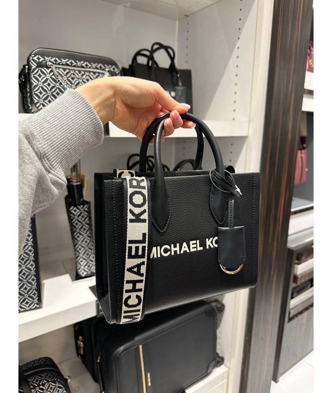 MICHAEL KORS Черная кожаная сумка с короткими ручками, фото 4