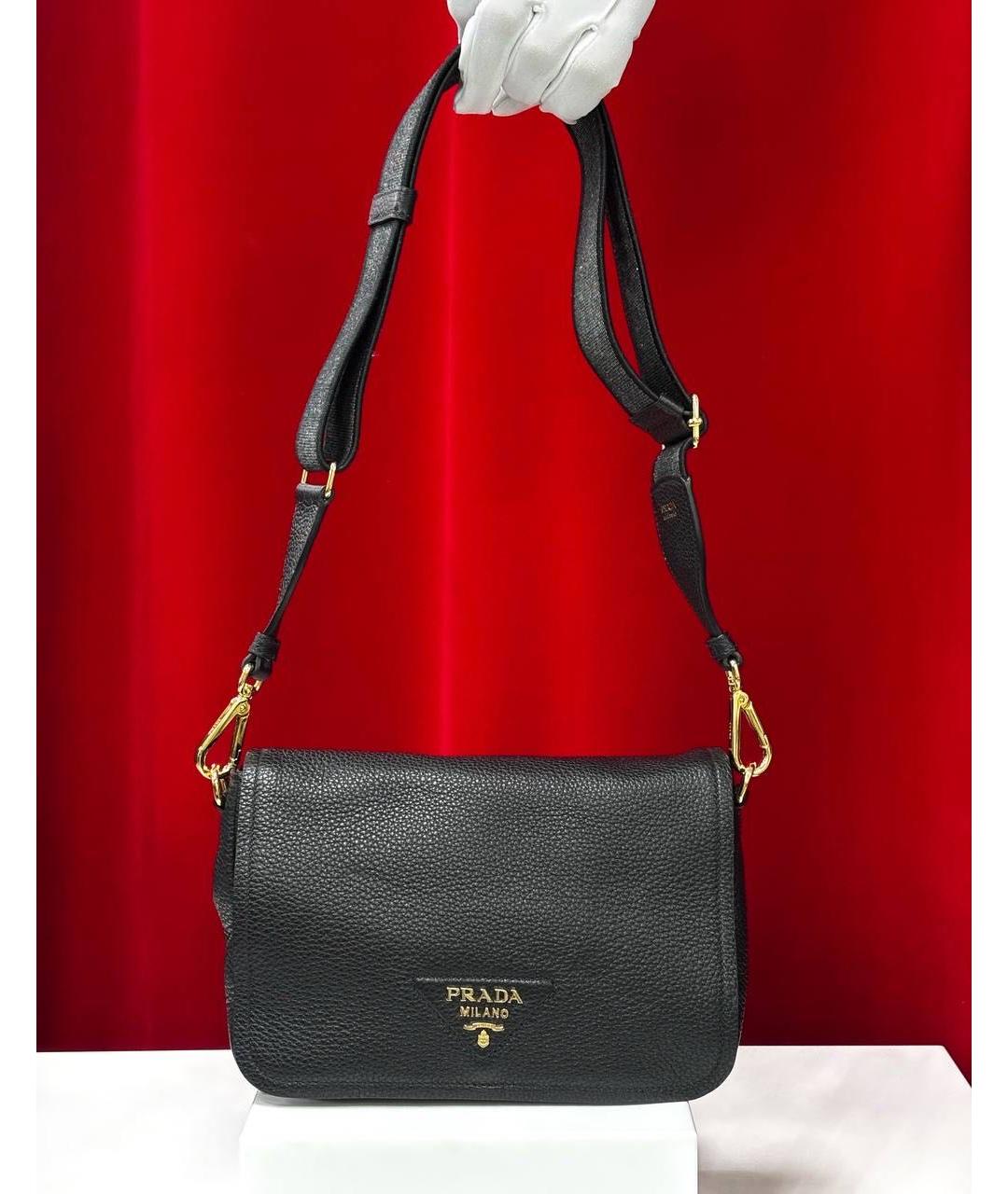 PRADA Черная кожаная сумка через плечо, фото 4