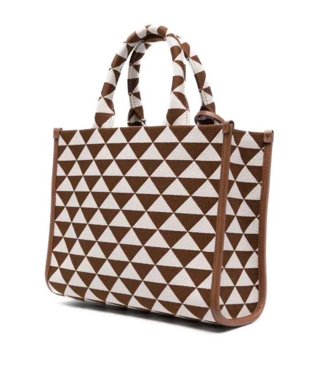 PRADA Коричневая жаккардовая сумка с короткими ручками, фото 2