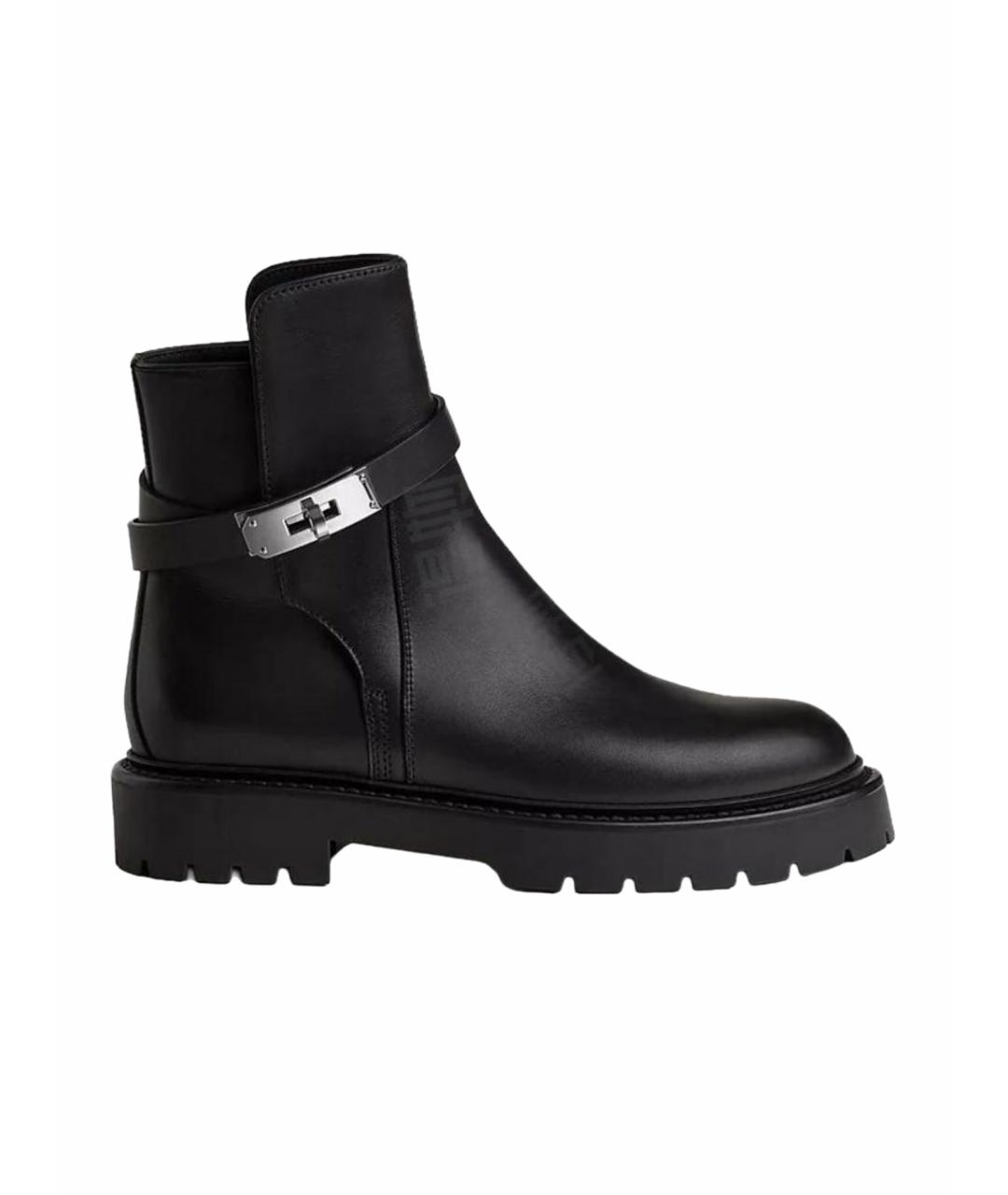 HERMES Черные кожаные ботинки, фото 1