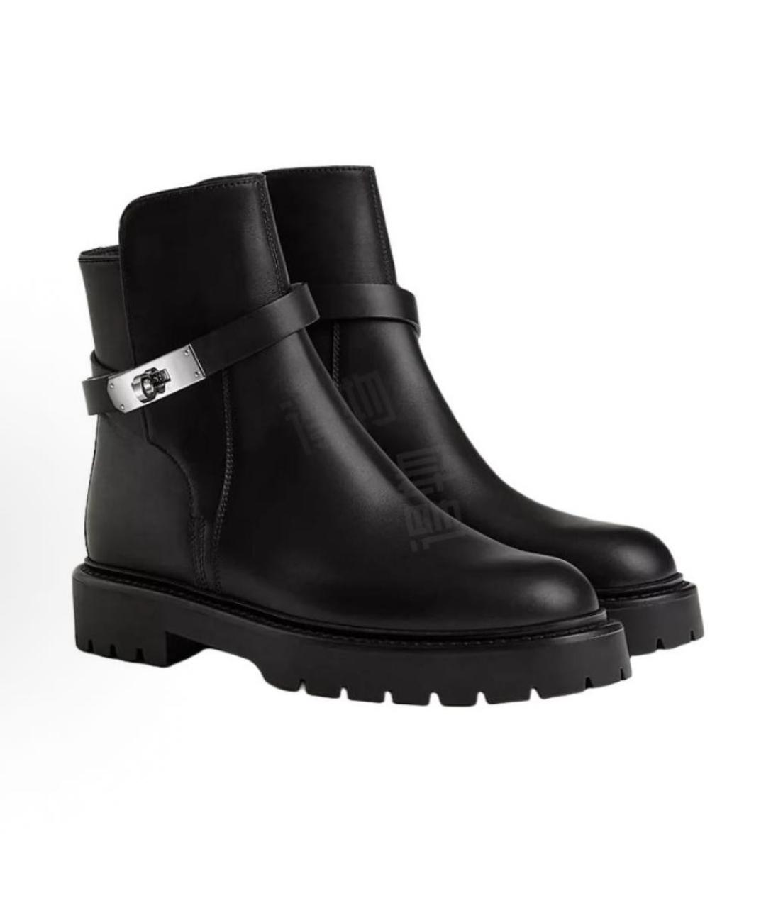 HERMES Черные кожаные ботинки, фото 2