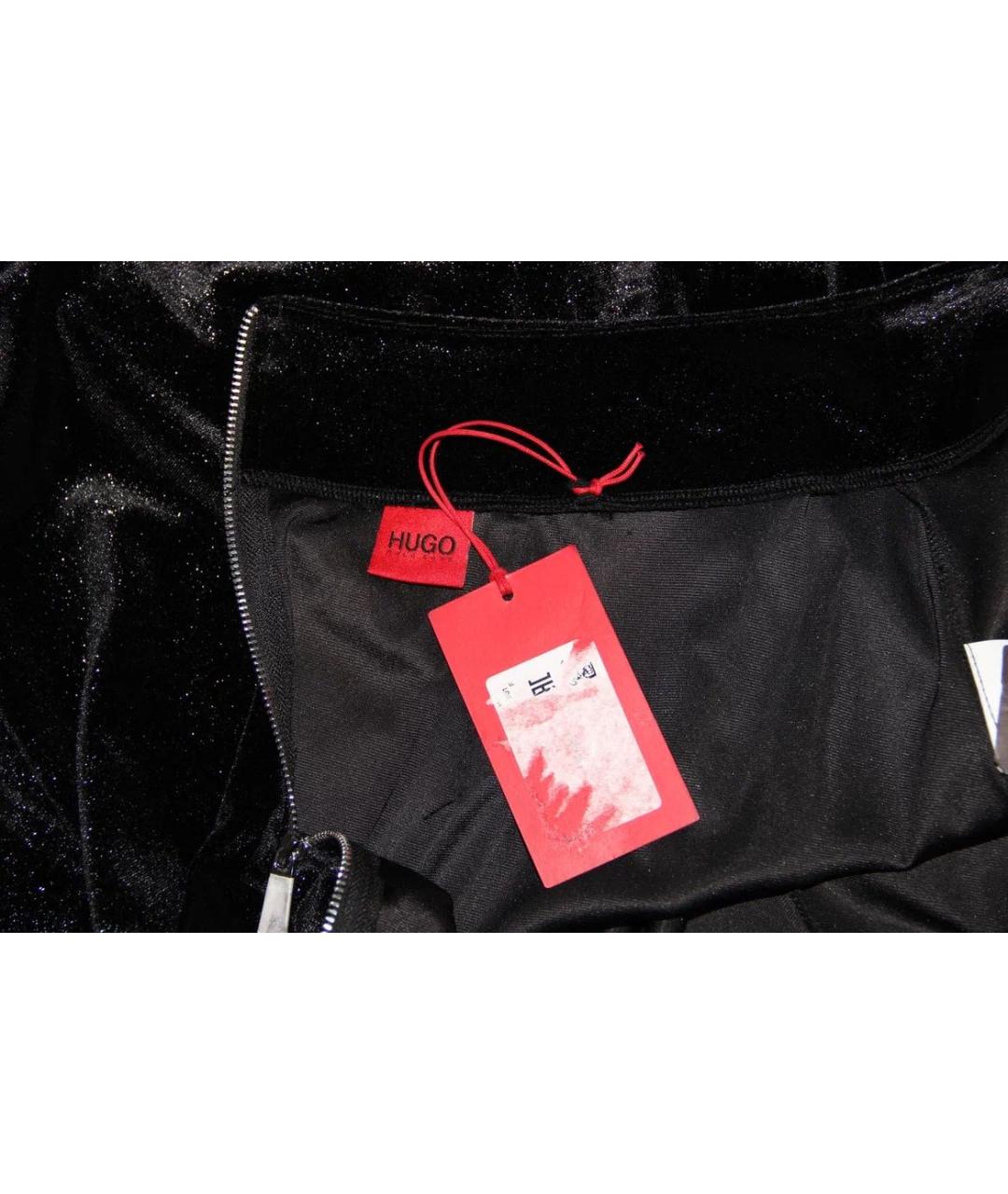 HUGO BOSS Черная бархатная юбка мини, фото 3