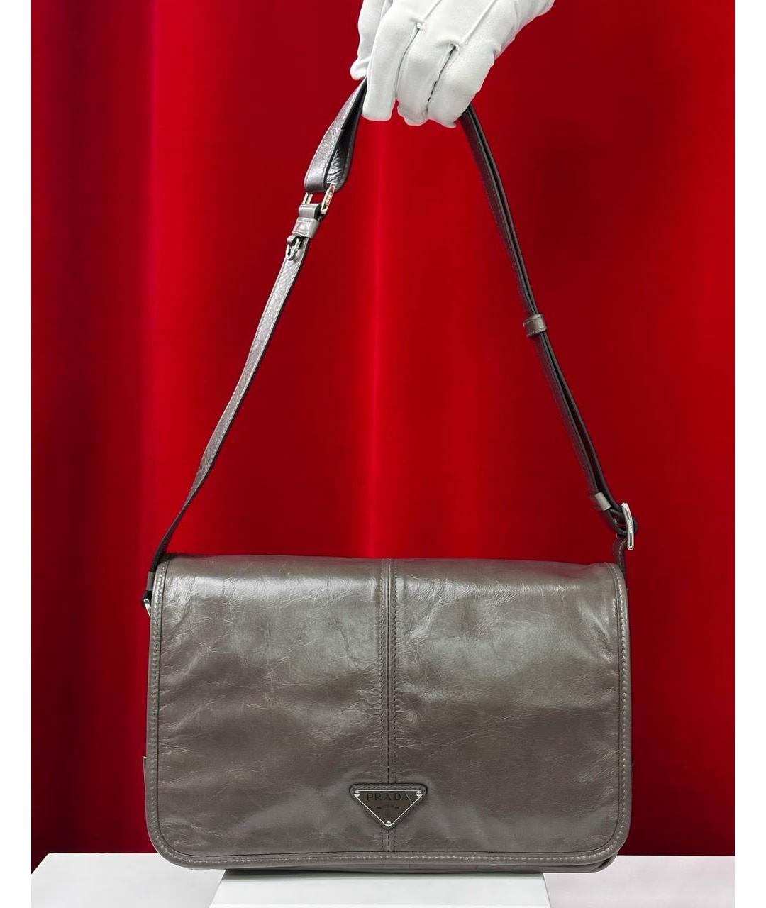 PRADA Коричневая кожаная сумка через плечо, фото 4