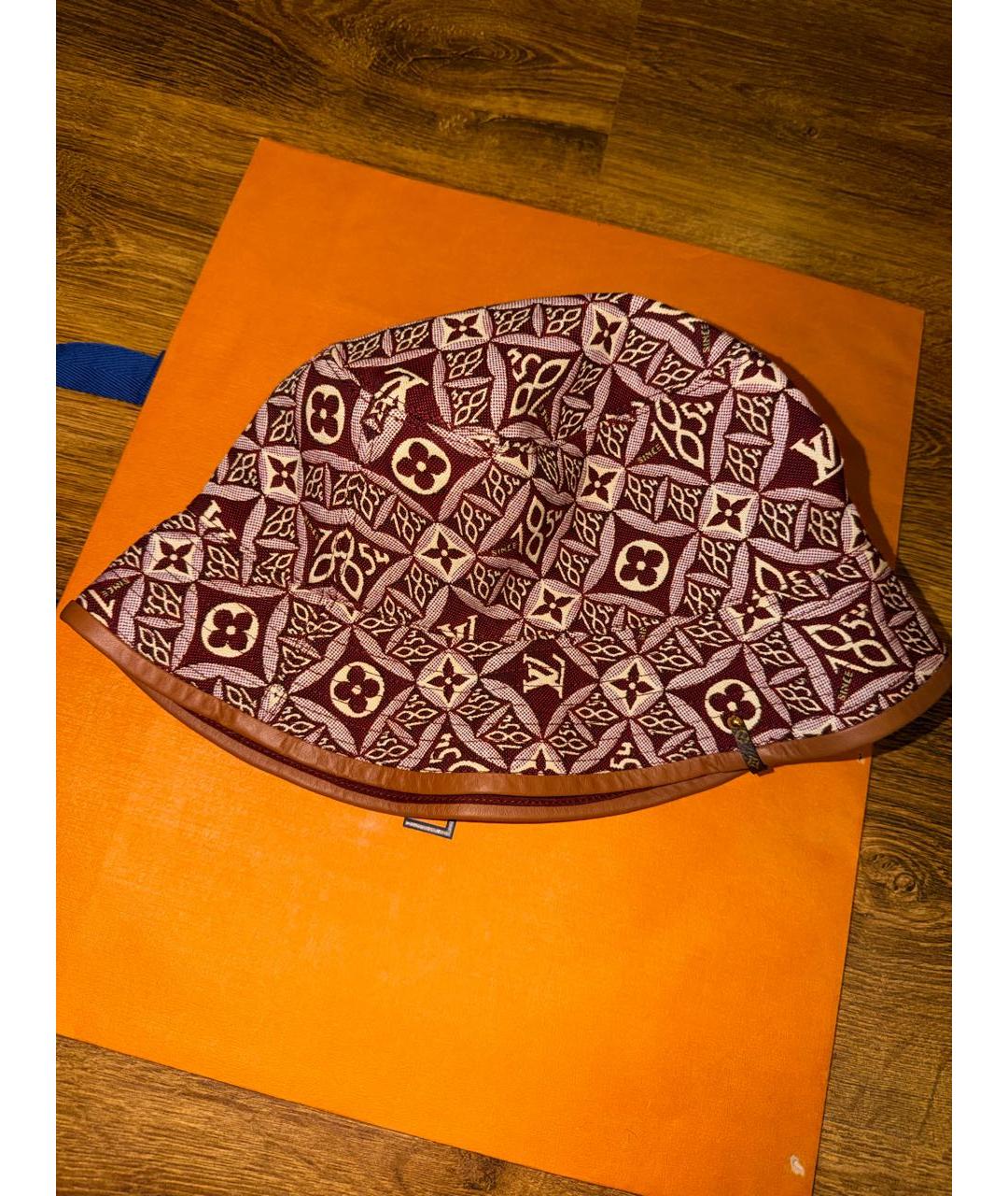 LOUIS VUITTON Бордовая хлопковая панама, фото 7