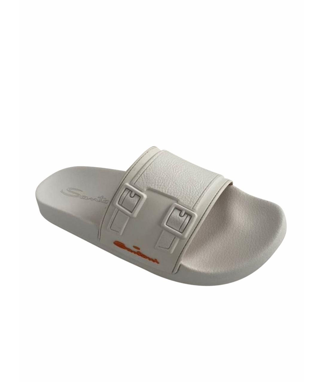 SANTONI Белые резиновые шлепанцы, фото 1