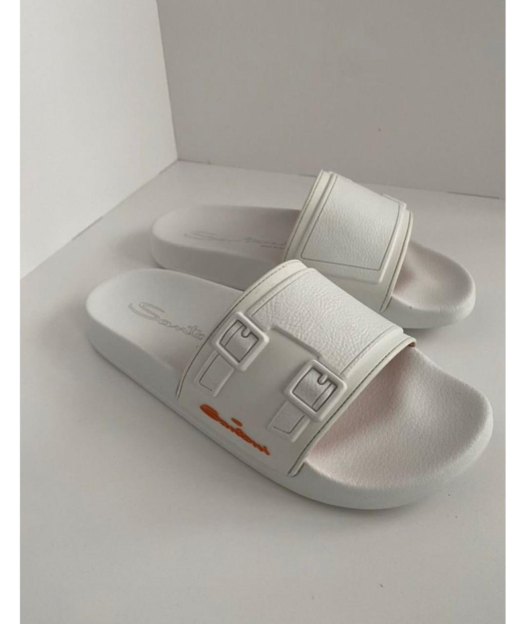 SANTONI Белые резиновые шлепанцы, фото 6