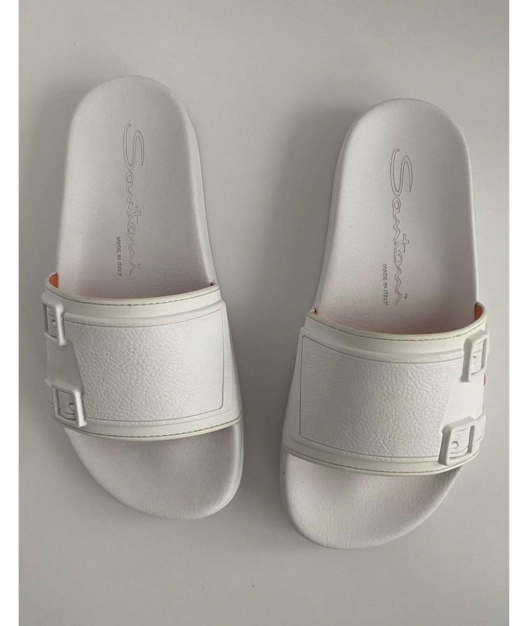 SANTONI Белые резиновые шлепанцы, фото 5