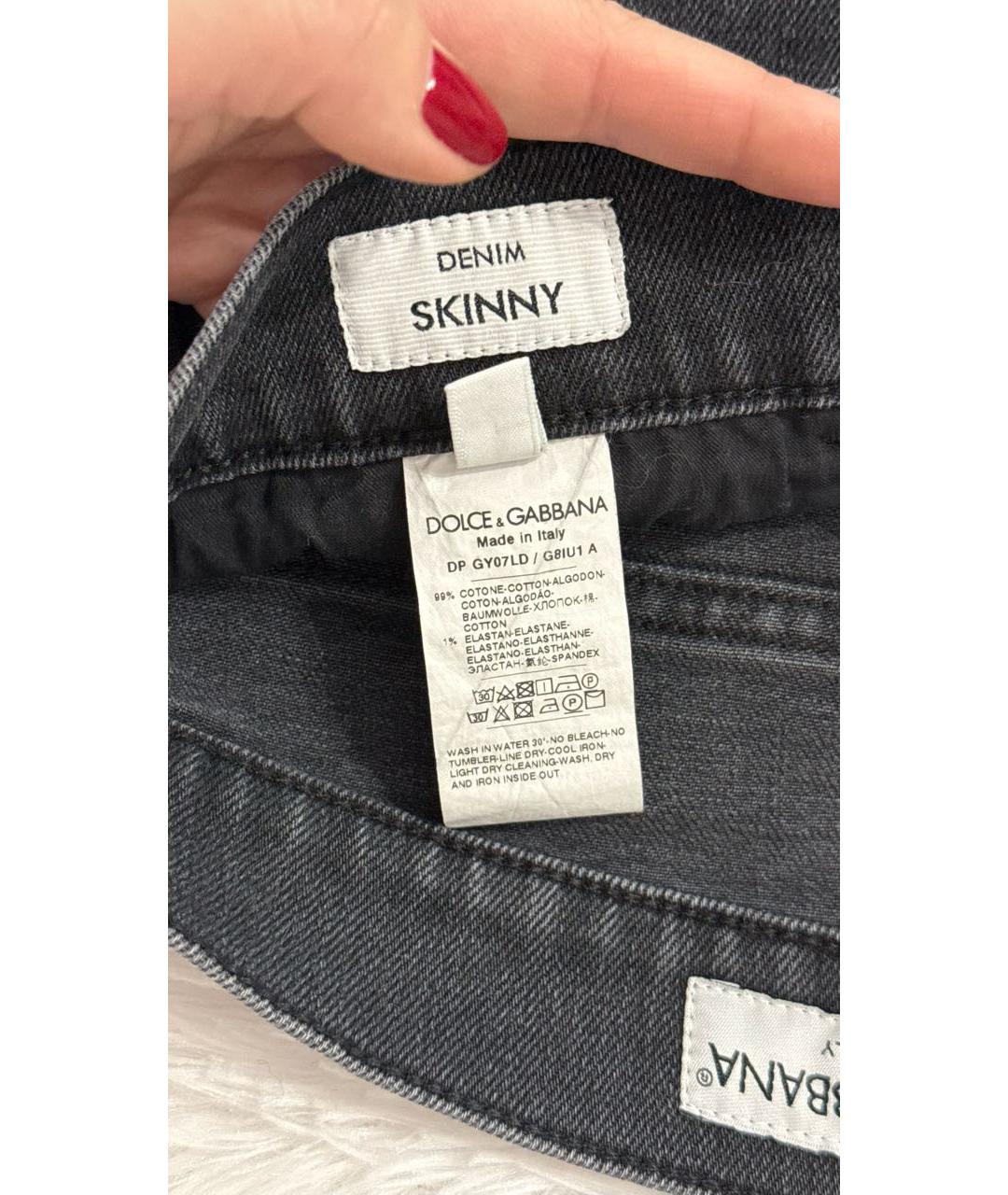 DOLCE&GABBANA Серые хлопковые джинсы скинни, фото 7