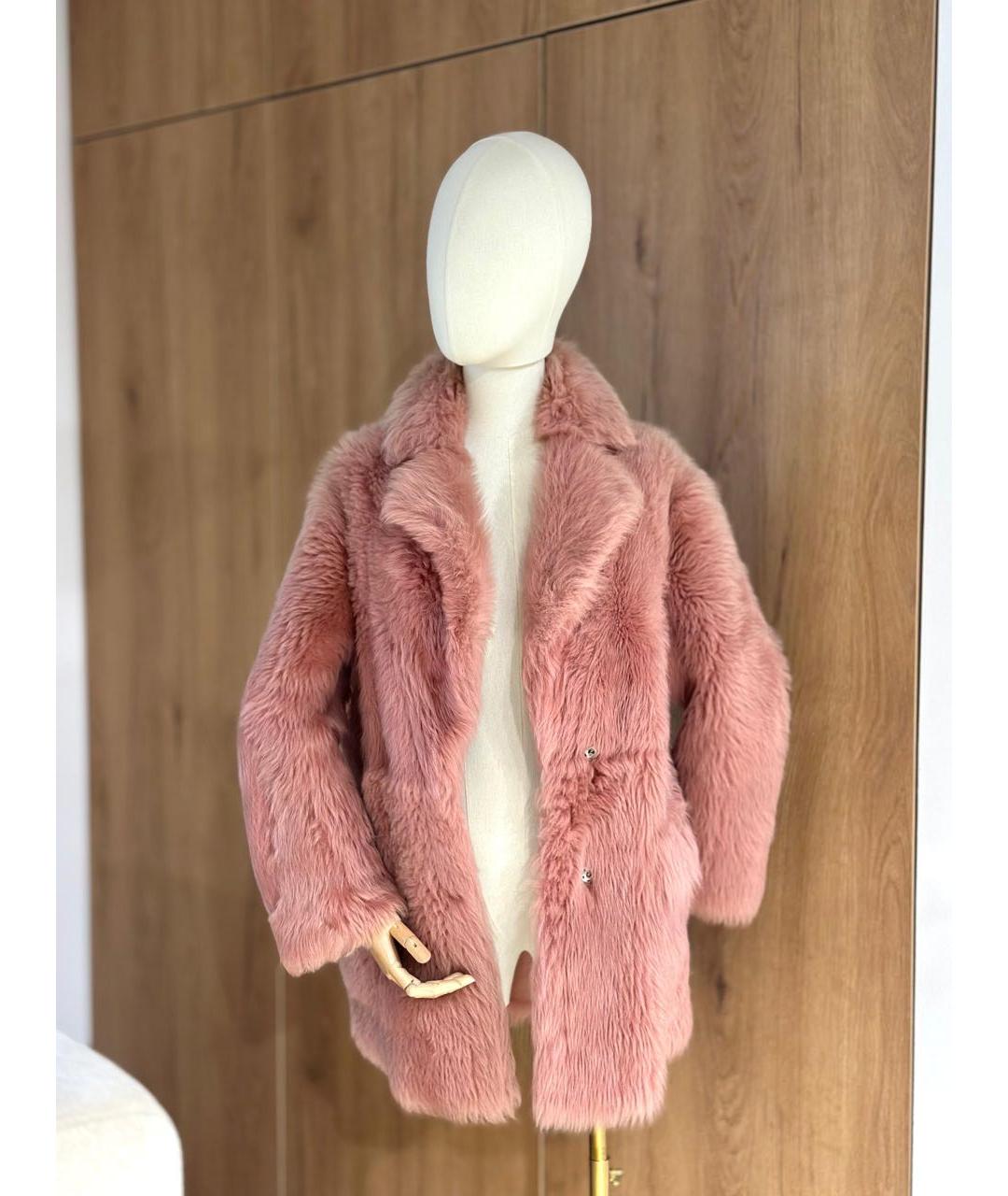 BLANCHA Коралловая меховая дубленка, фото 3