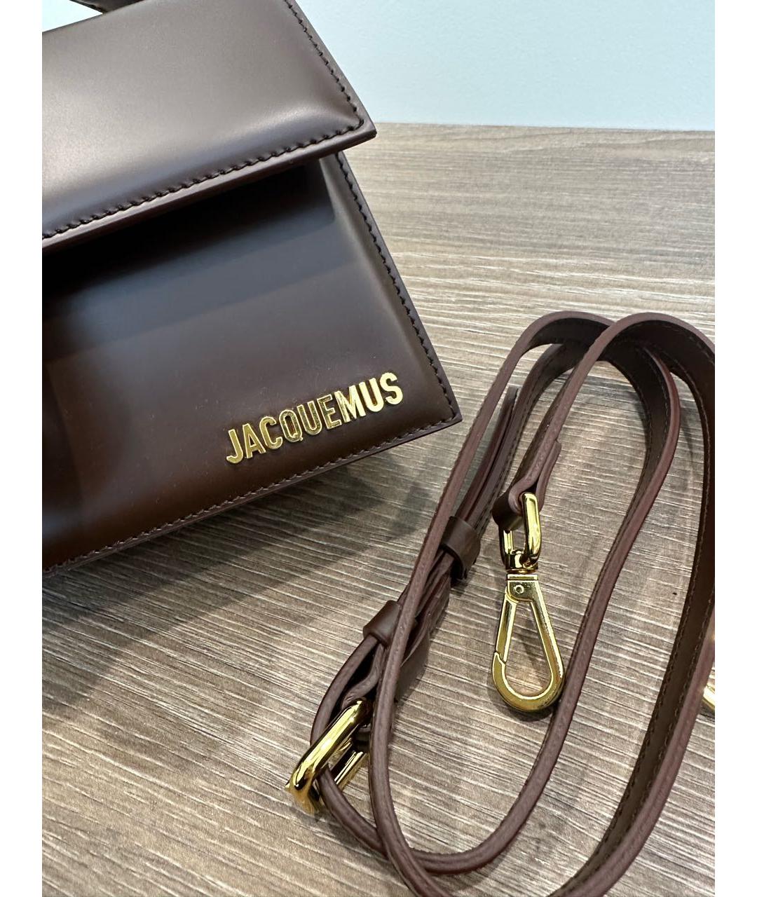 JACQUEMUS Коричневая кожаная сумка через плечо, фото 5