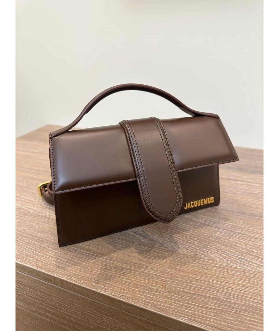JACQUEMUS Коричневая кожаная сумка через плечо, фото 3