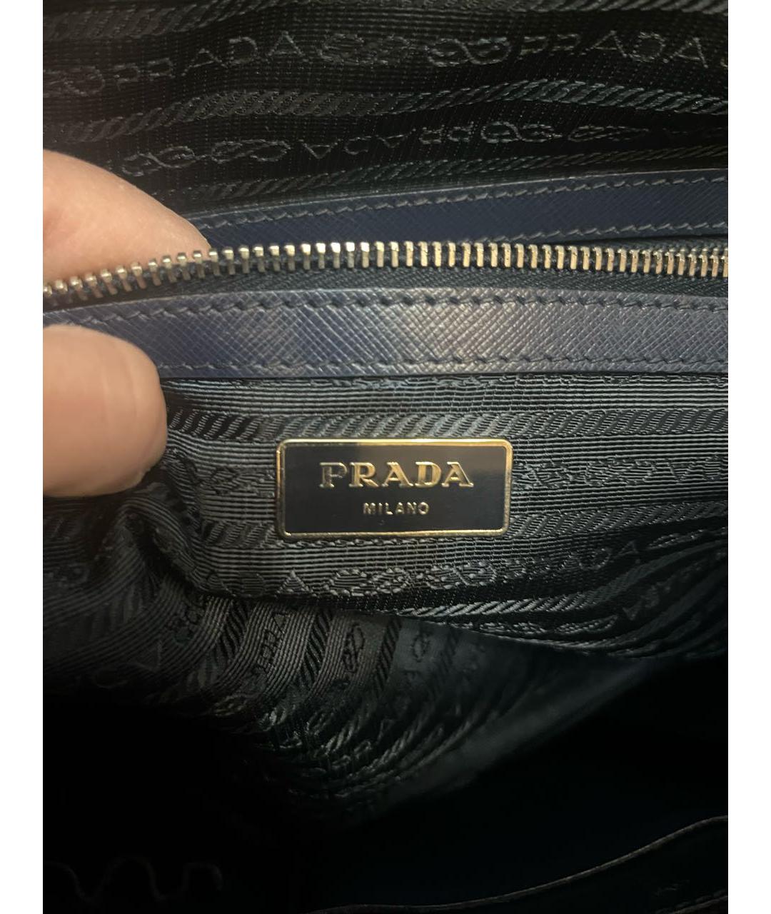 PRADA Темно-синий кожаный портфель, фото 6