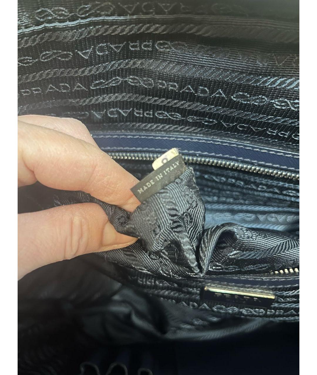 PRADA Темно-синий кожаный портфель, фото 5