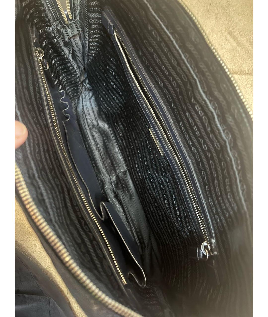 PRADA Темно-синий кожаный портфель, фото 4