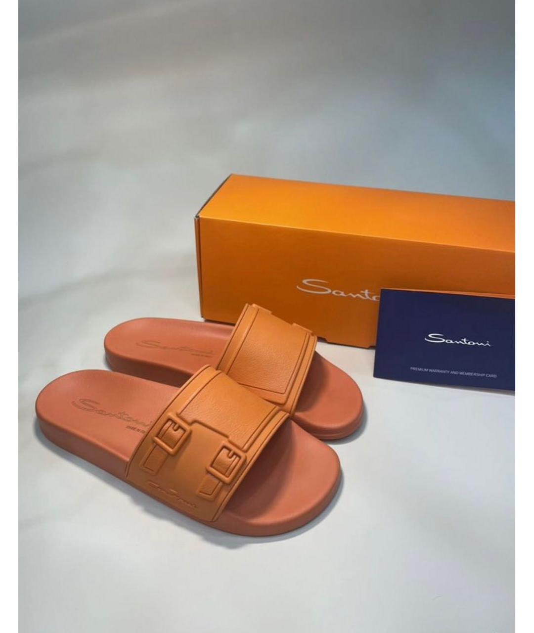 SANTONI Оранжевое резиновые шлепанцы, фото 6