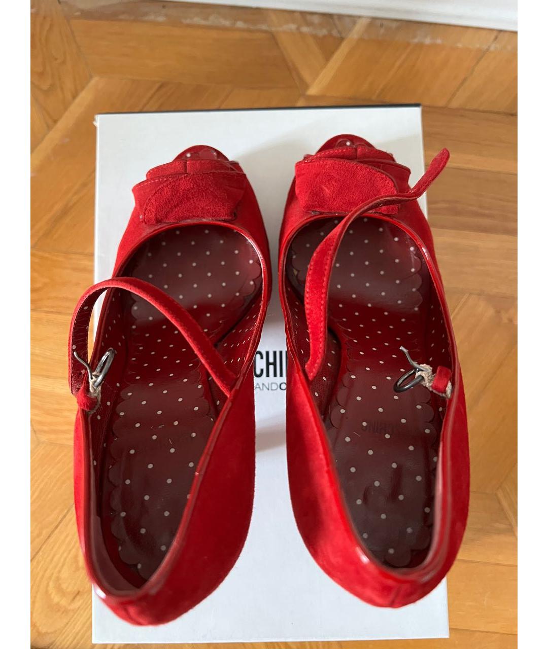 MOSCHINO Красные замшевые босоножки, фото 3