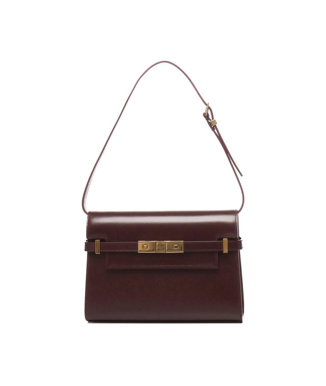 SAINT LAURENT Бордовая кожаная сумка через плечо, фото 1