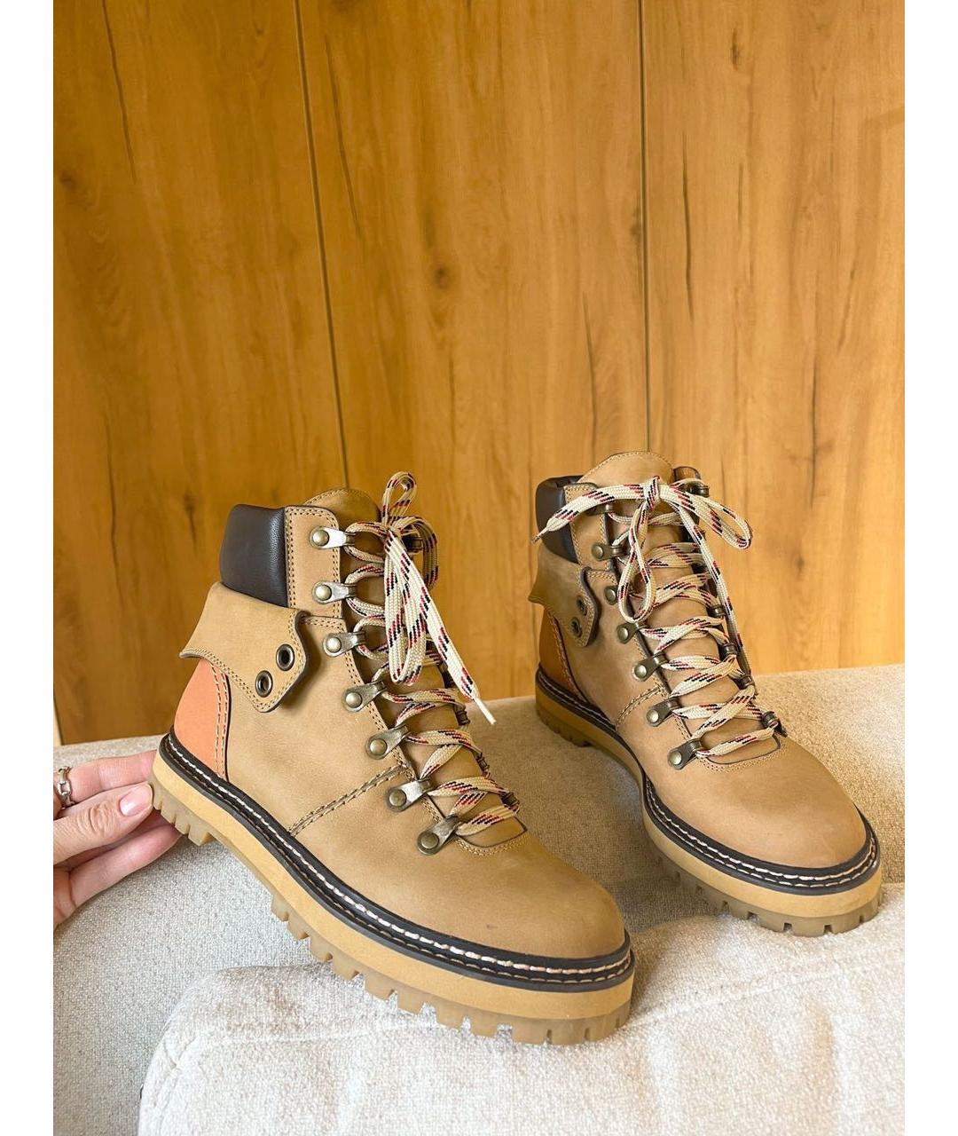 SEE BY CHLOE Бежевые кожаные ботинки, фото 3