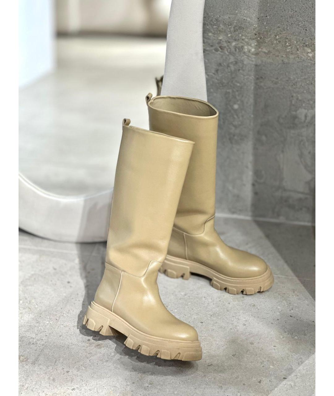 GIA COUTURE Бежевые кожаные сапоги, фото 3