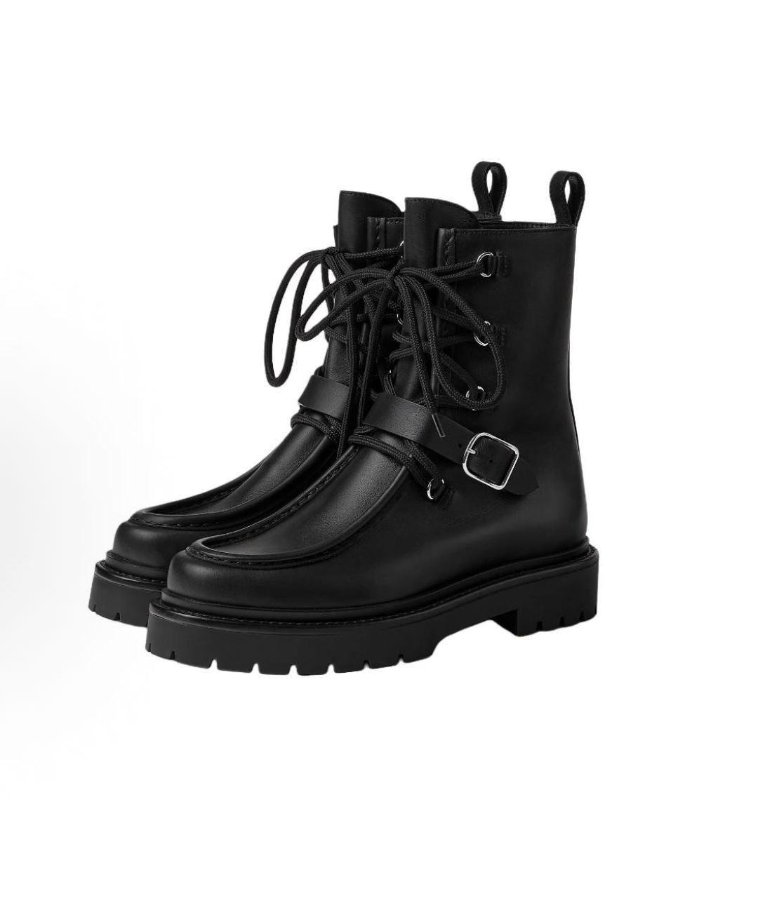 HERMES Черные кожаные ботинки, фото 2