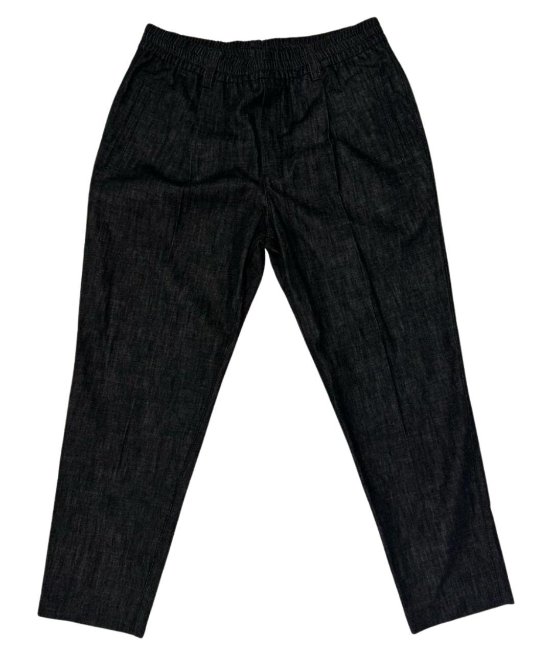 BRUNELLO CUCINELLI Антрацитовые хлопковые прямые брюки, фото 1