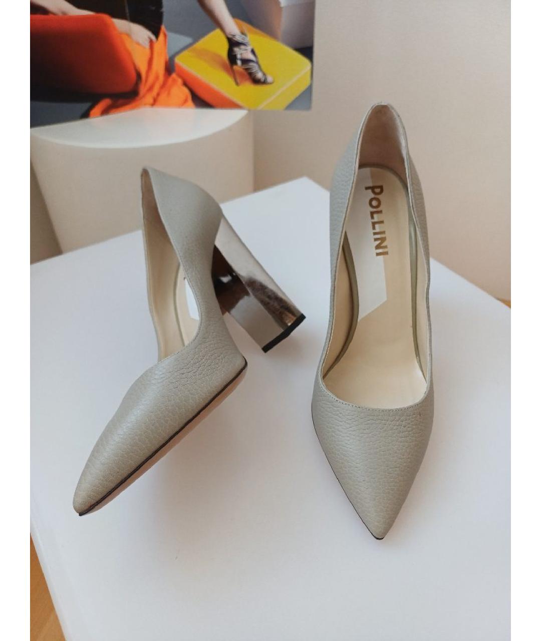 POLLINI Серые кожаные туфли, фото 4