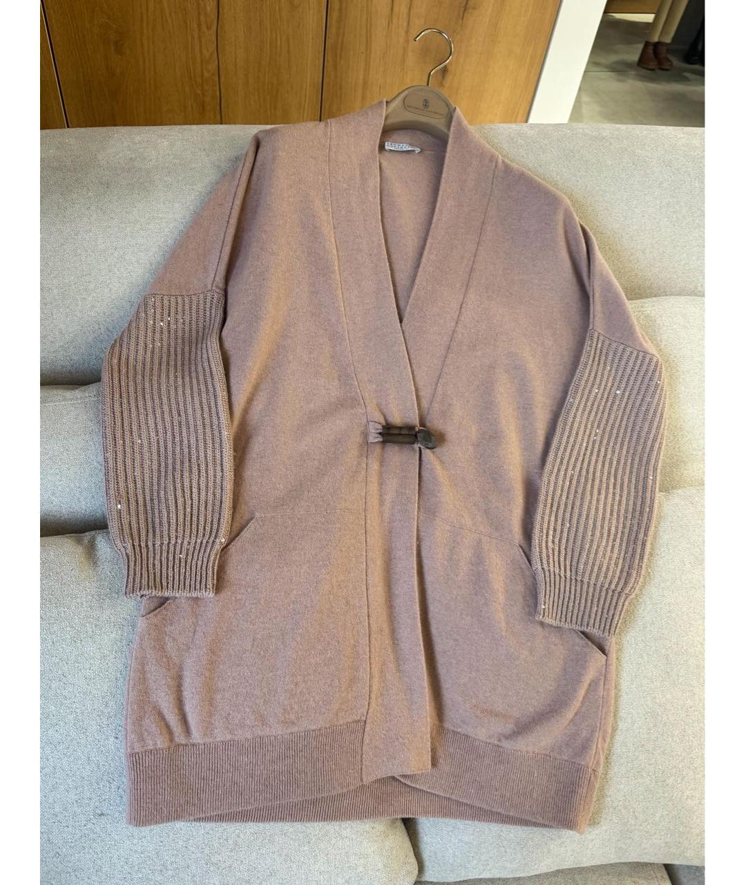 BRUNELLO CUCINELLI Бежевый кашемировый кардиган, фото 3