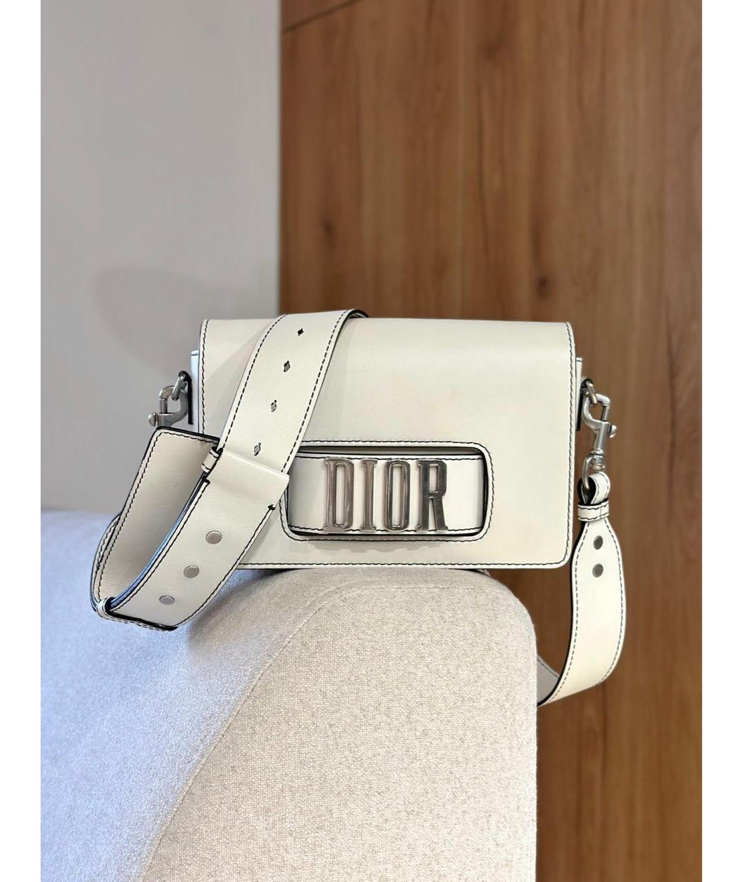 CHRISTIAN DIOR Белая кожаная сумка через плечо, фото 3