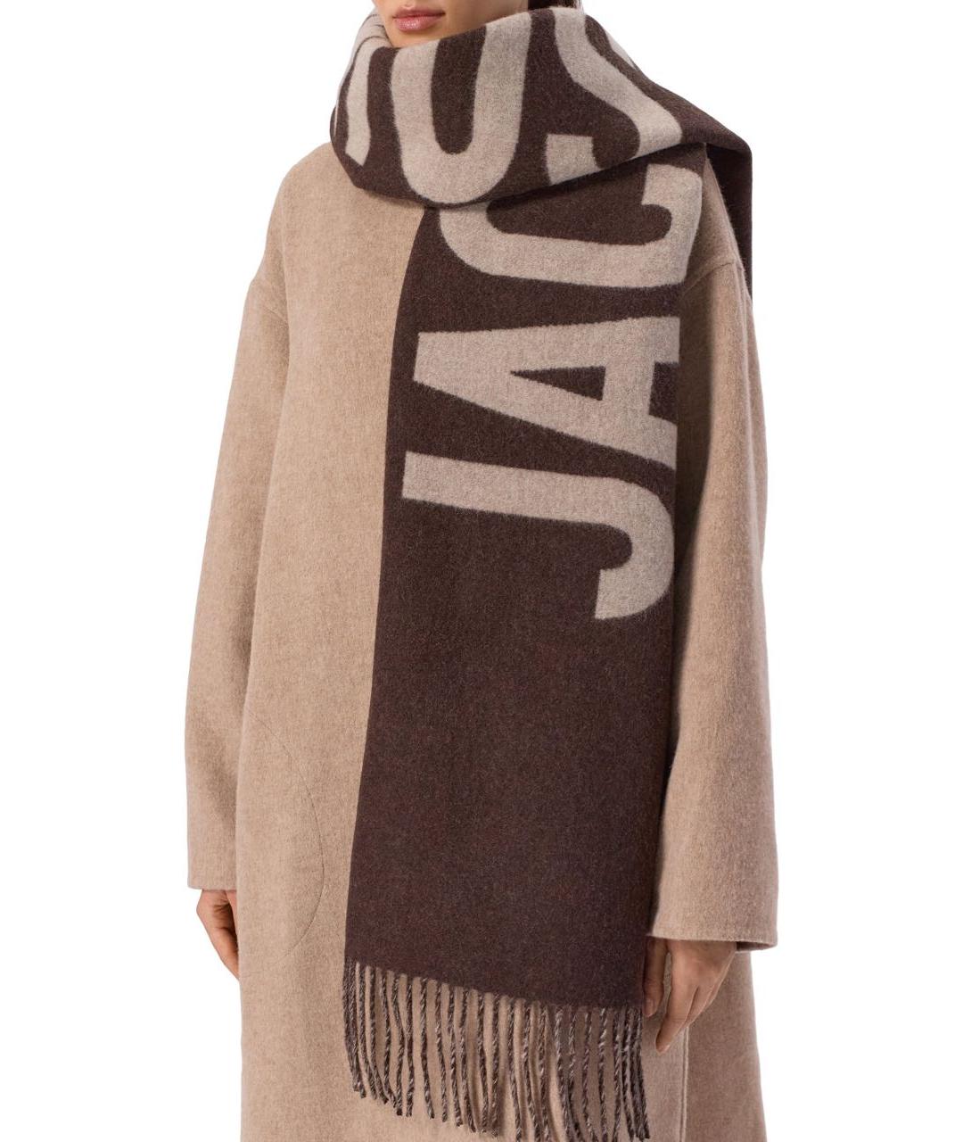JACQUEMUS Коричневый шерстяной шарф, фото 2