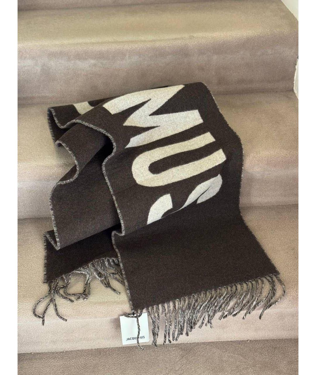 JACQUEMUS Коричневый шерстяной шарф, фото 5
