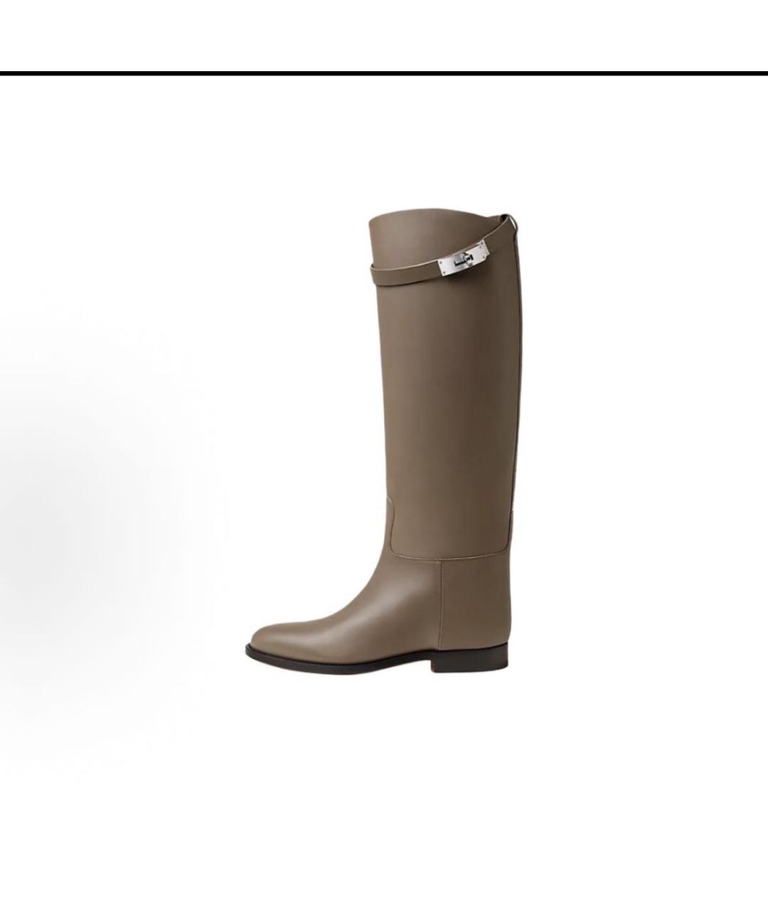 HERMES Коричневые кожаные сапоги, фото 4