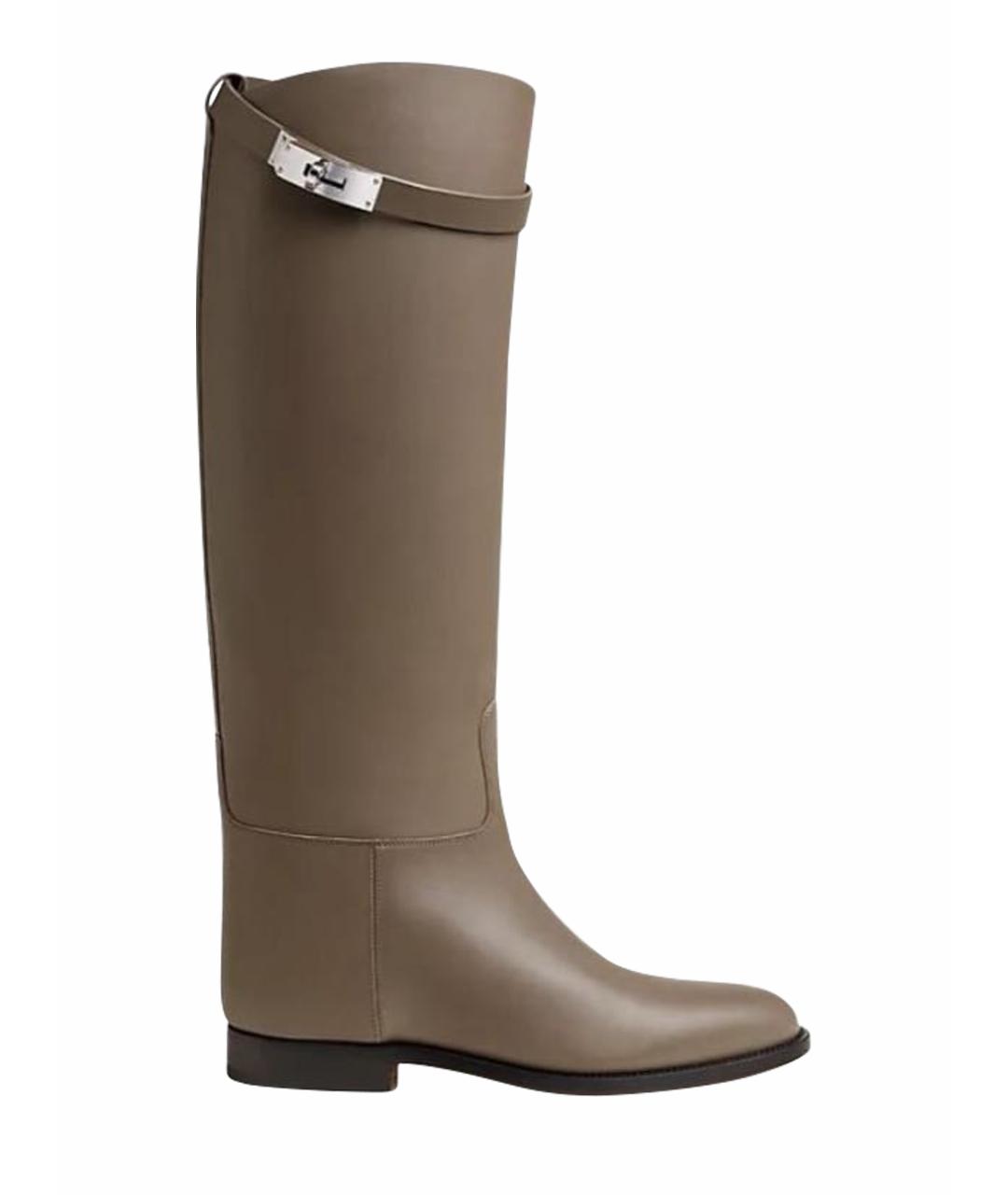 HERMES Коричневые кожаные сапоги, фото 1