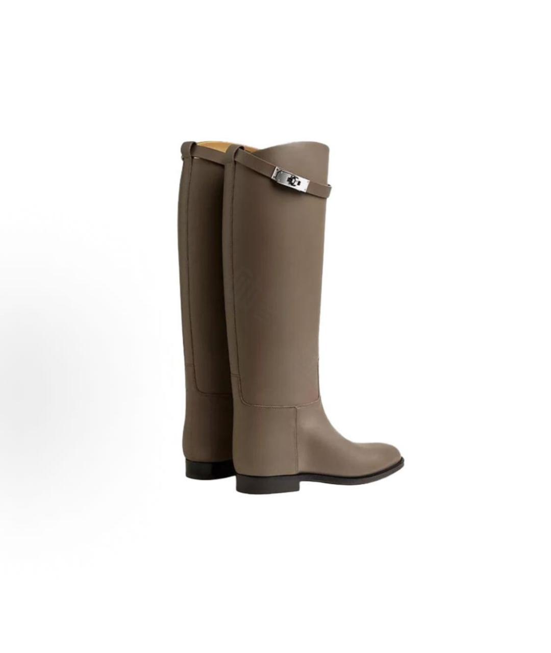 HERMES Коричневые кожаные сапоги, фото 3