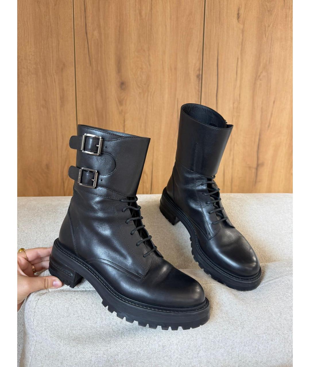 CHRISTIAN DIOR Черные кожаные ботинки, фото 2