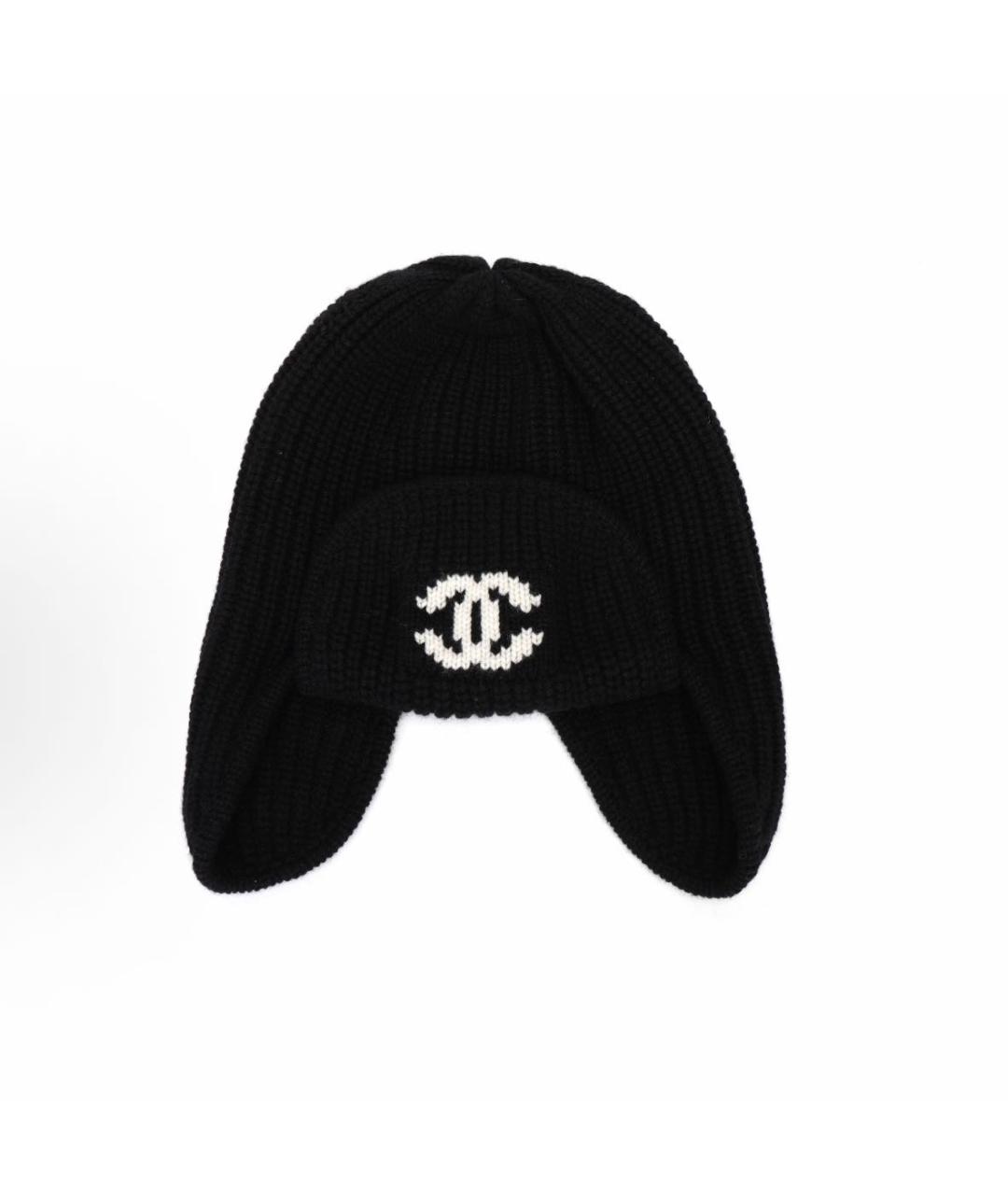 CHANEL Черная шерстяная шапка, фото 6