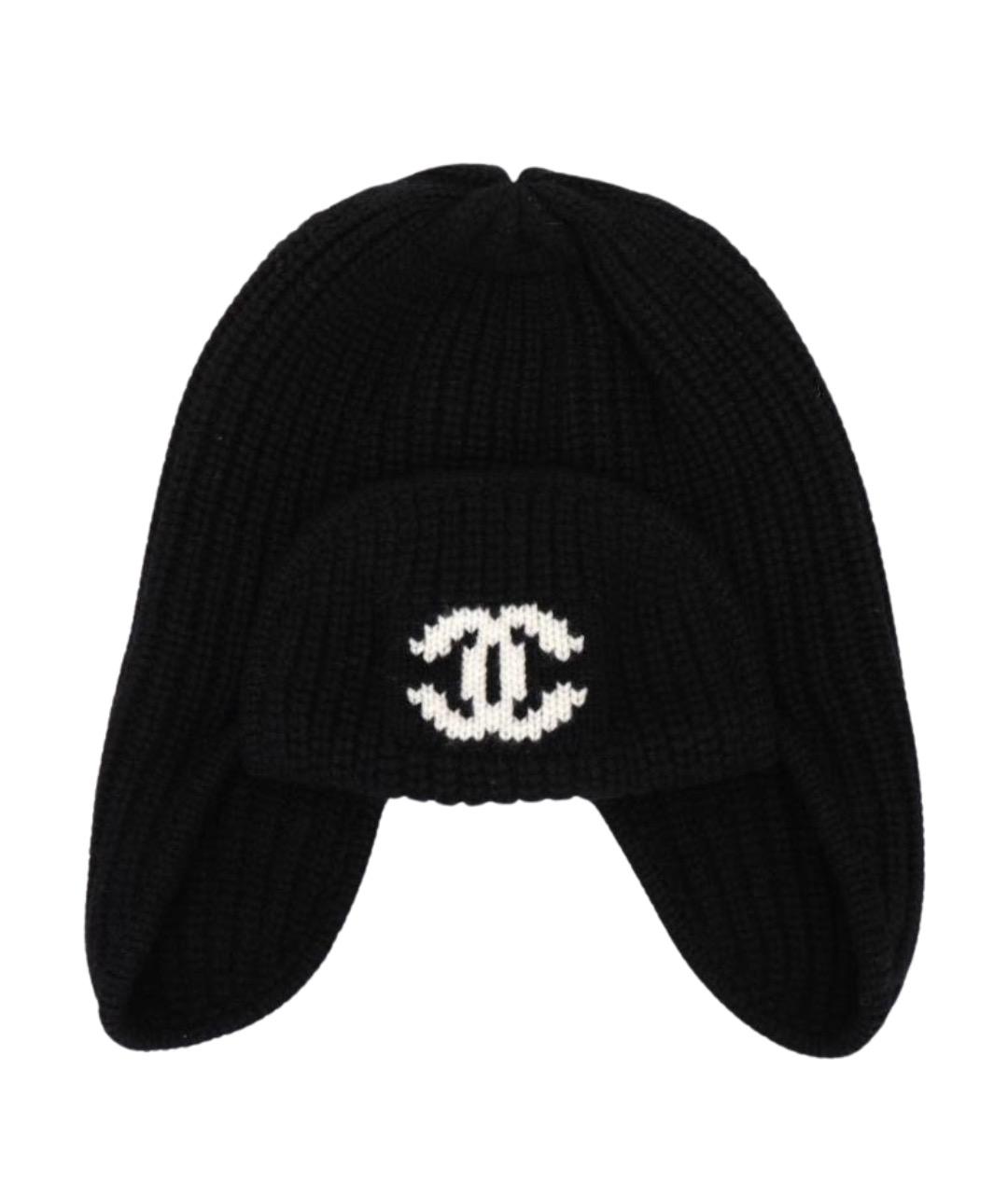 CHANEL Черная шерстяная шапка, фото 1