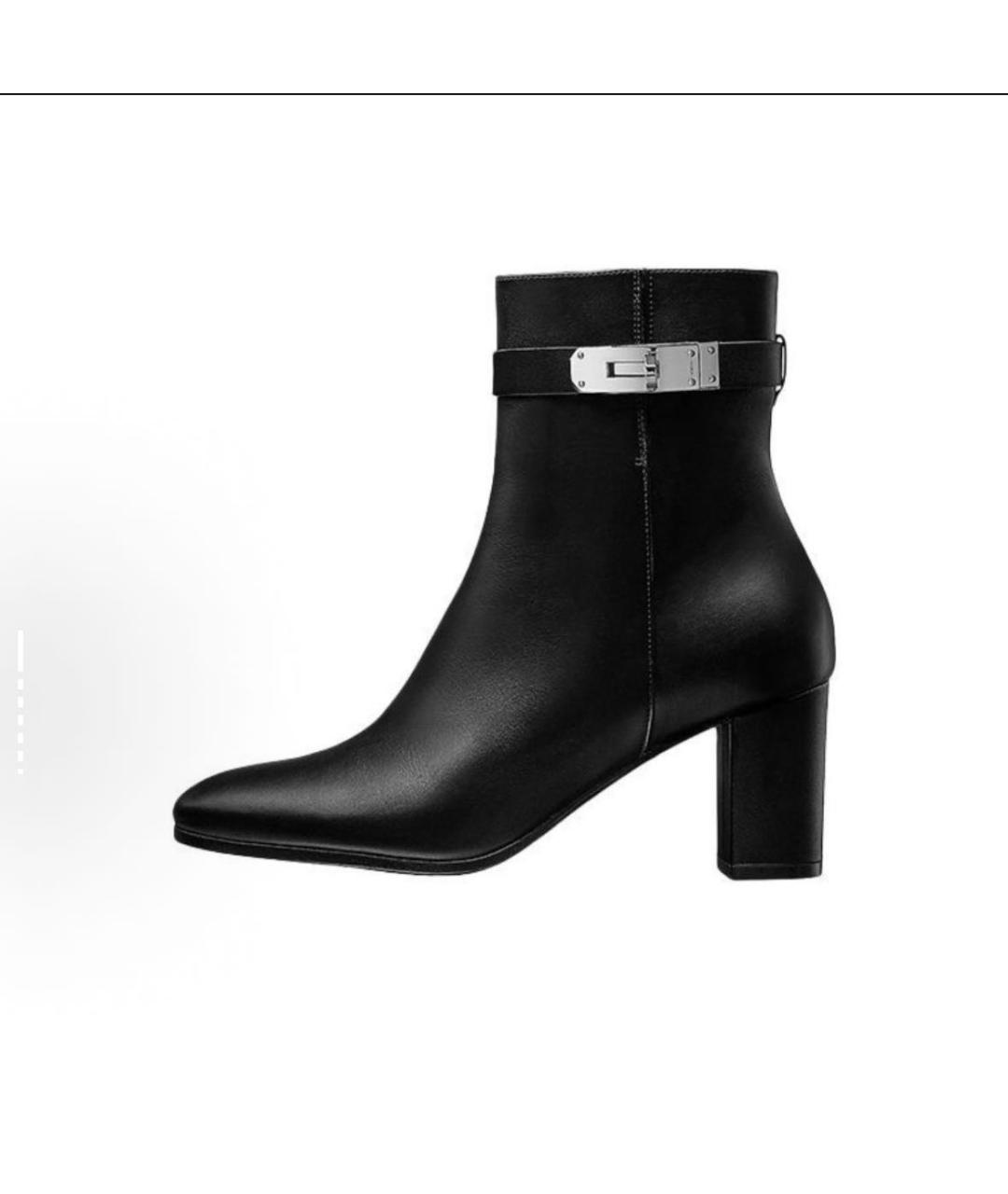 HERMES Черные кожаные ботильоны, фото 4