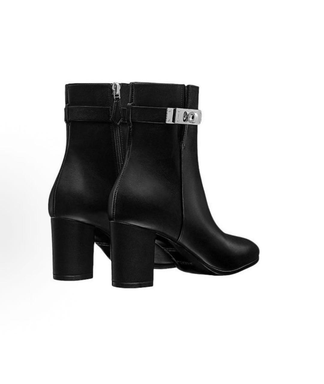 HERMES Черные кожаные ботильоны, фото 2