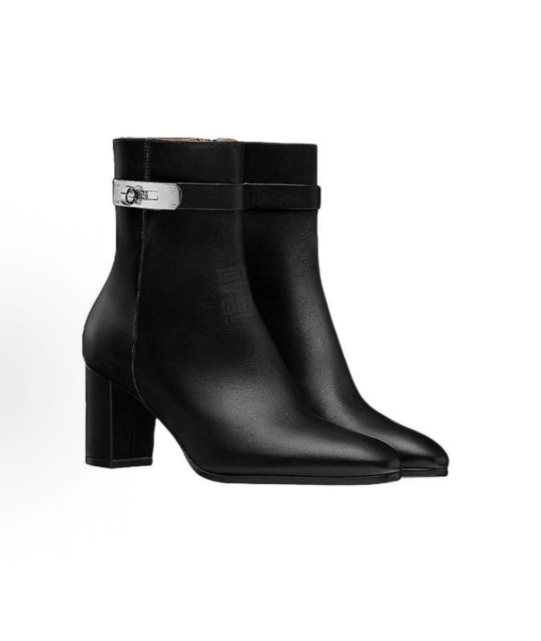 HERMES Черные кожаные ботильоны, фото 3