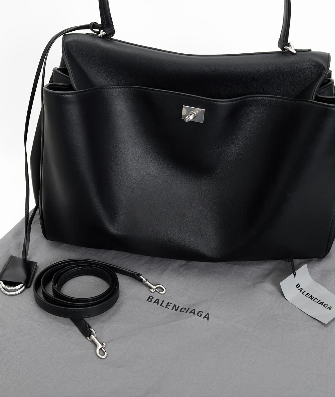 BALENCIAGA Черная кожаная сумка тоут, фото 5