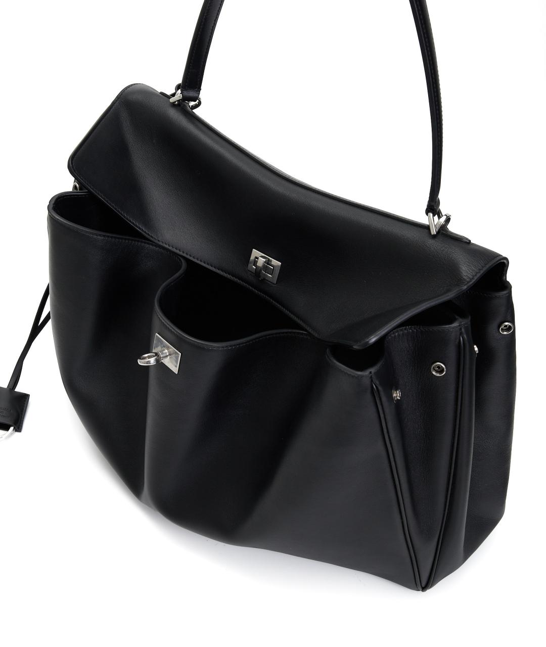 BALENCIAGA Черная кожаная сумка тоут, фото 6