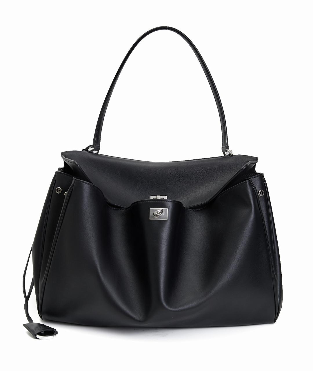 BALENCIAGA Черная кожаная сумка тоут, фото 1