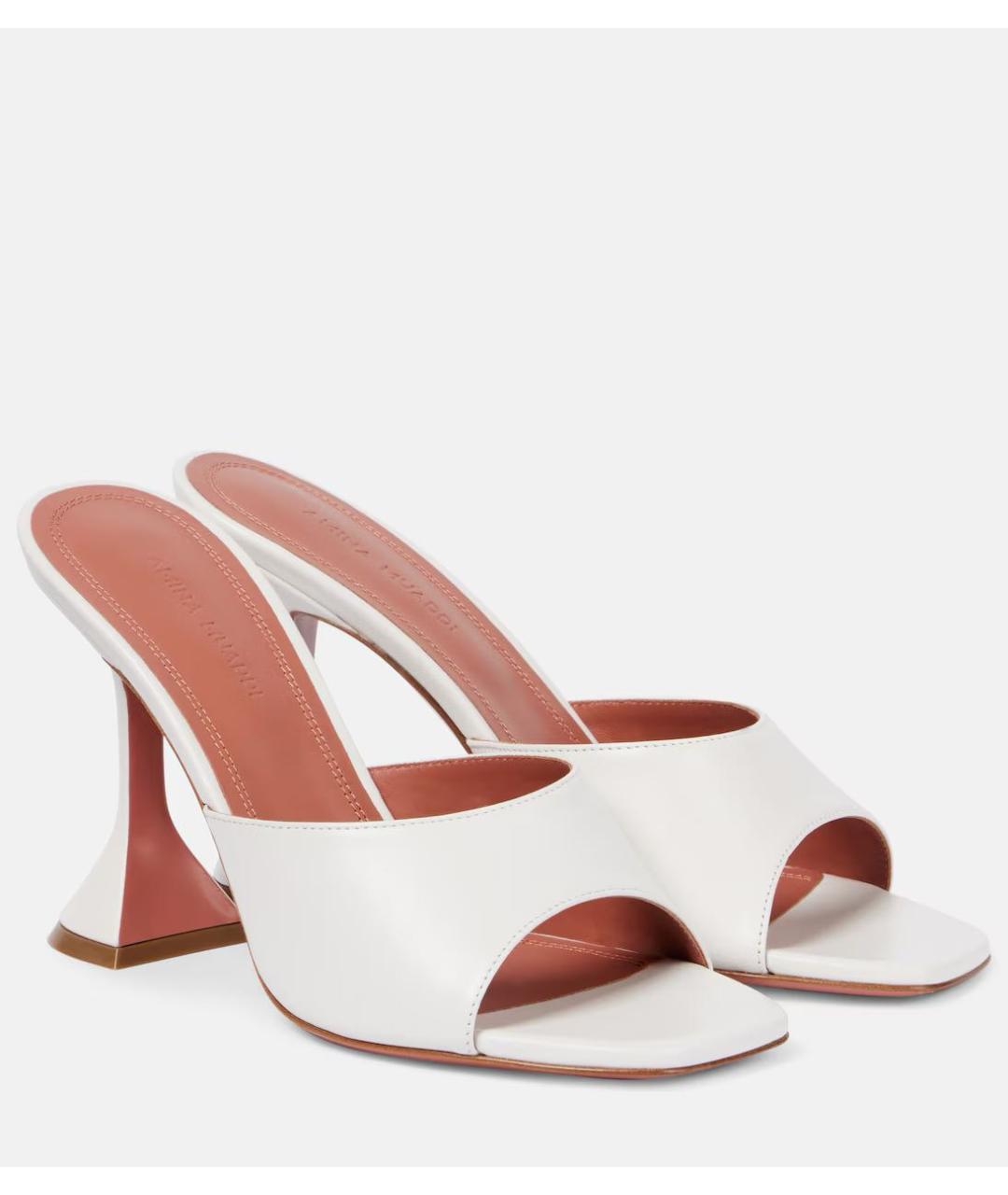 Amina Muaddi Белые кожаные мюли, фото 3