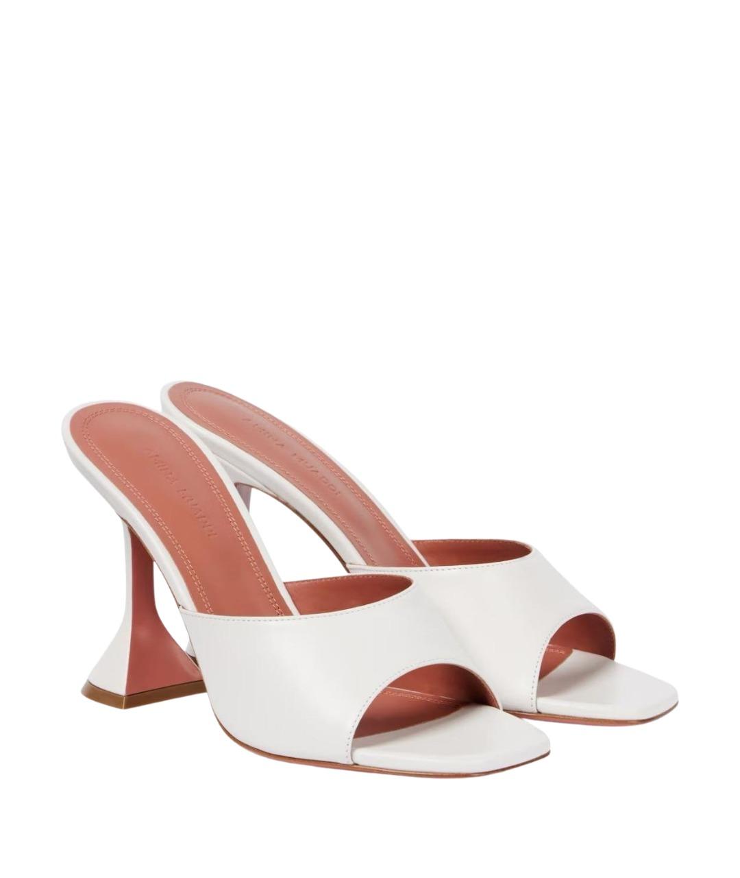 Amina Muaddi Белые кожаные мюли, фото 1