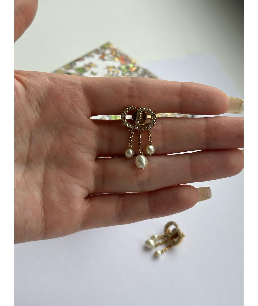 CHRISTIAN DIOR Золотые металлические серьги, фото 2