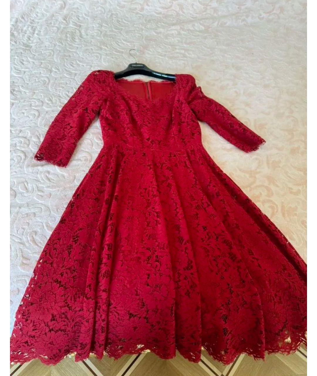 DOLCE&GABBANA Красное кружевное вечернее платье, фото 3