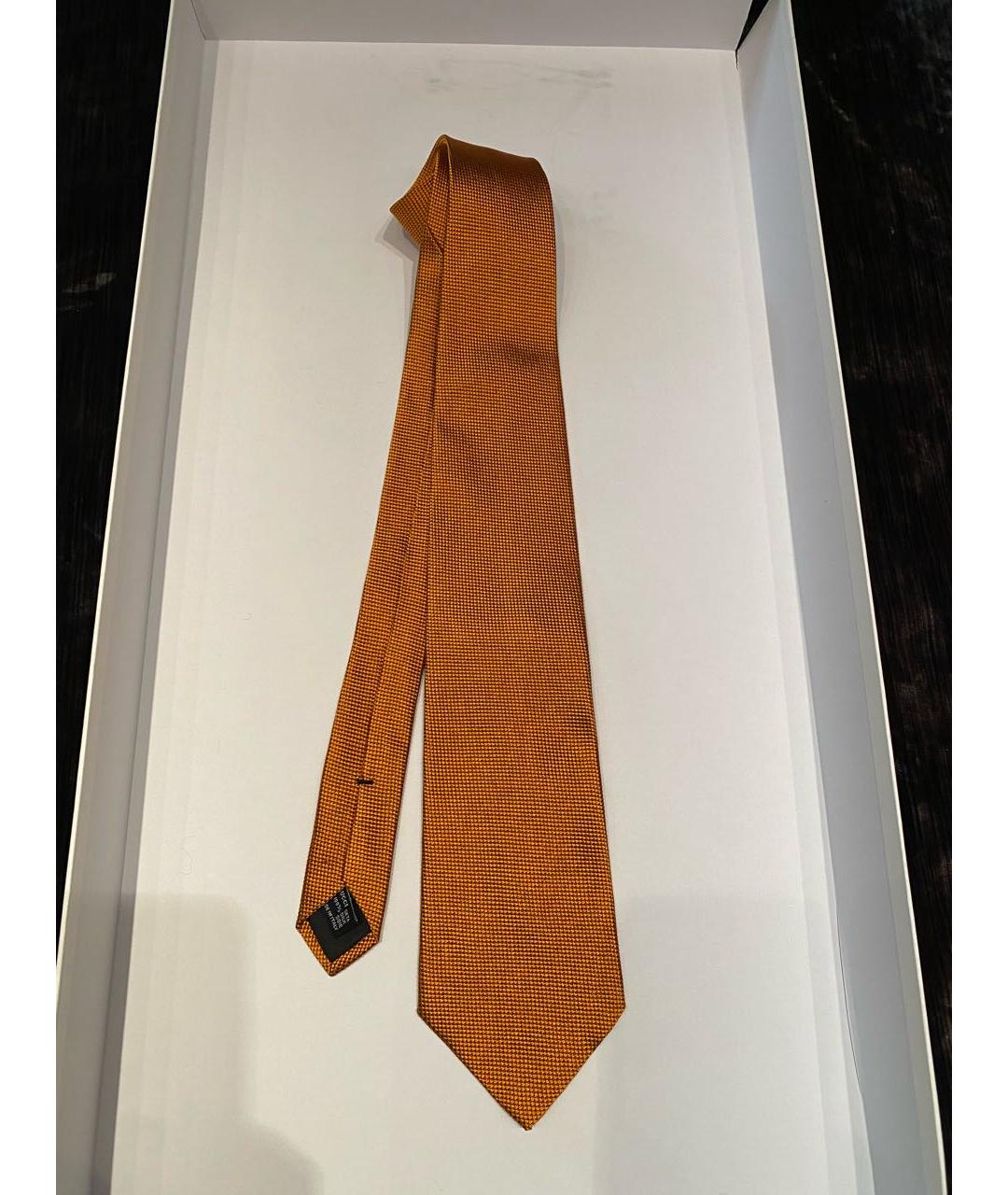 GUCCI Оранжевый шелковый галстук, фото 6