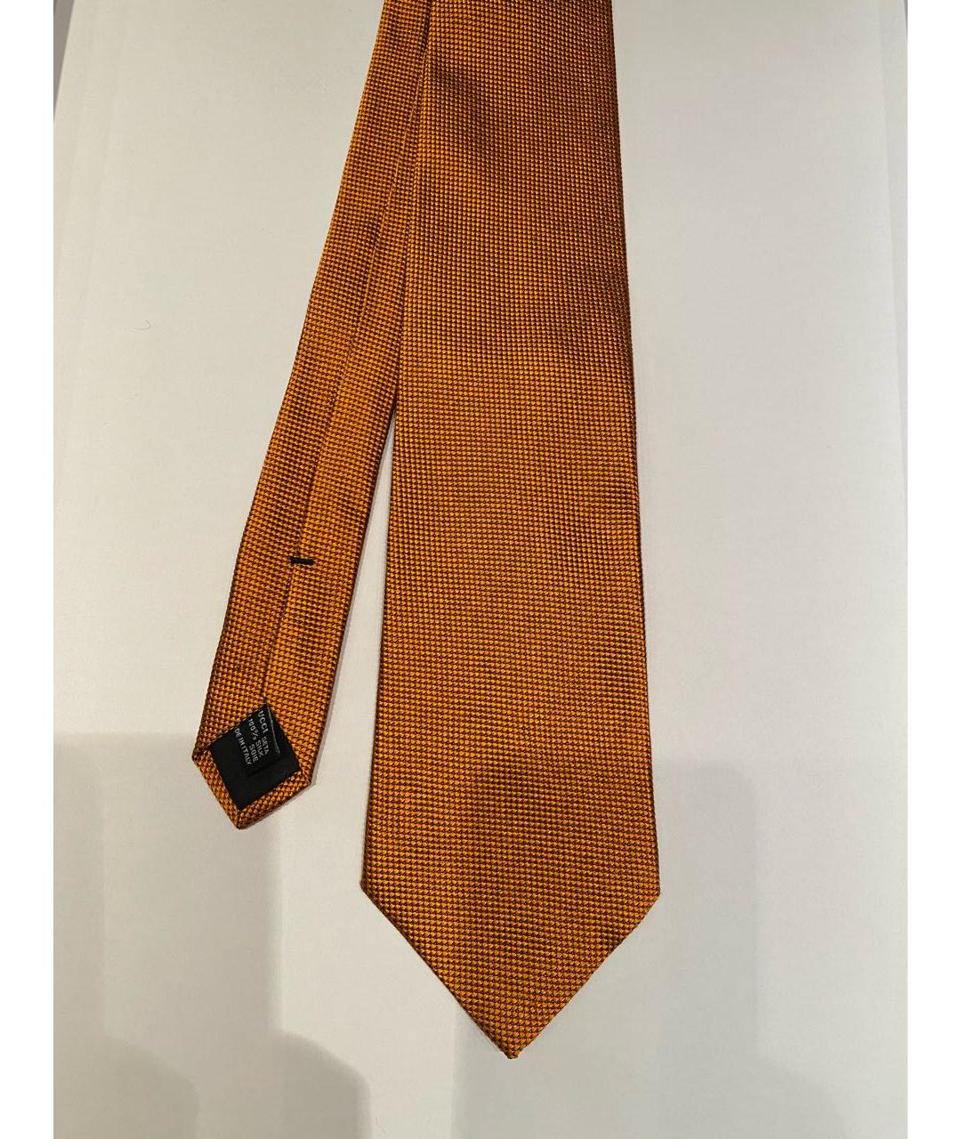 GUCCI Оранжевый шелковый галстук, фото 2