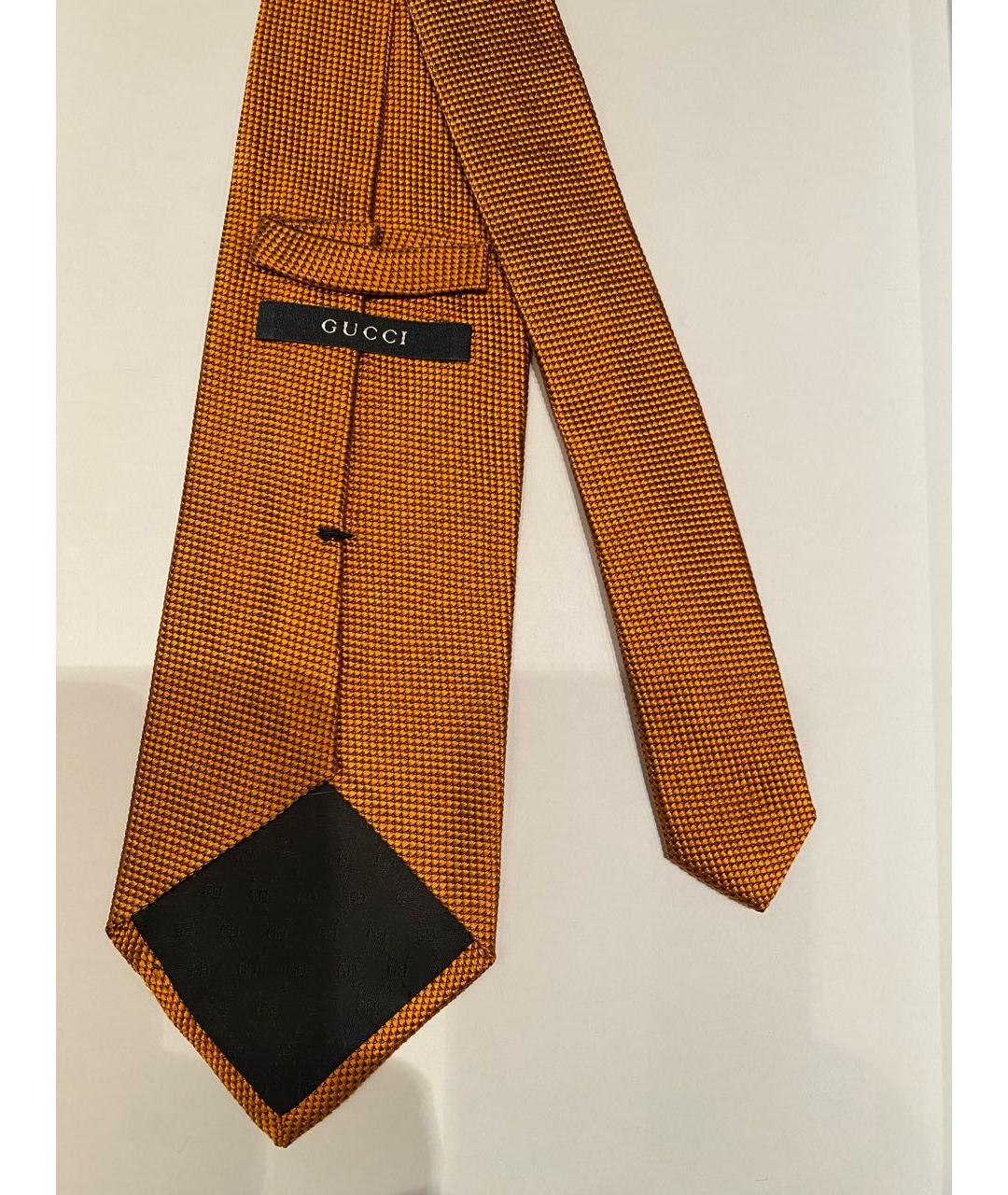 GUCCI Оранжевый шелковый галстук, фото 3