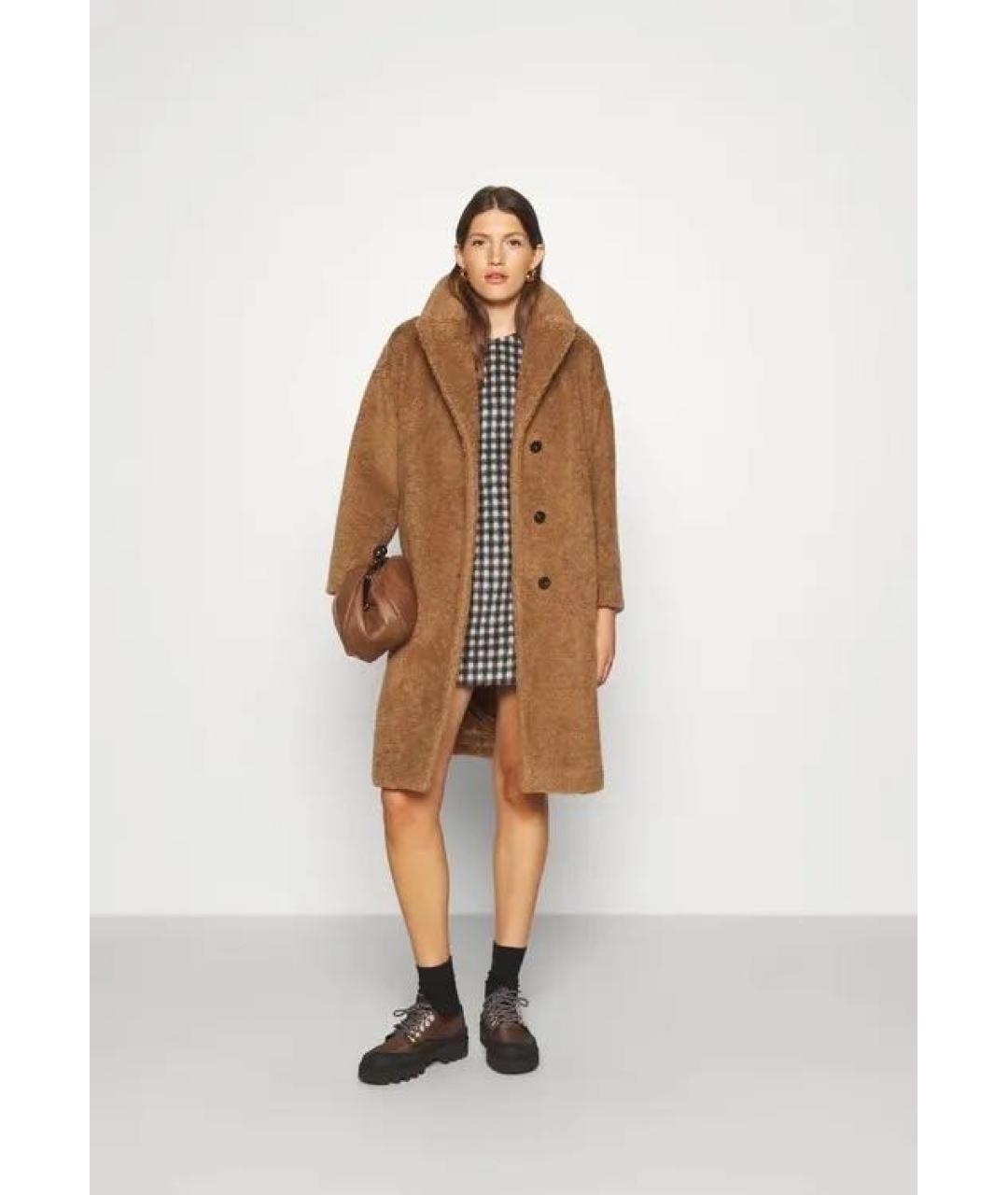 MAX MARA Коричневая шерстяная шуба, фото 3